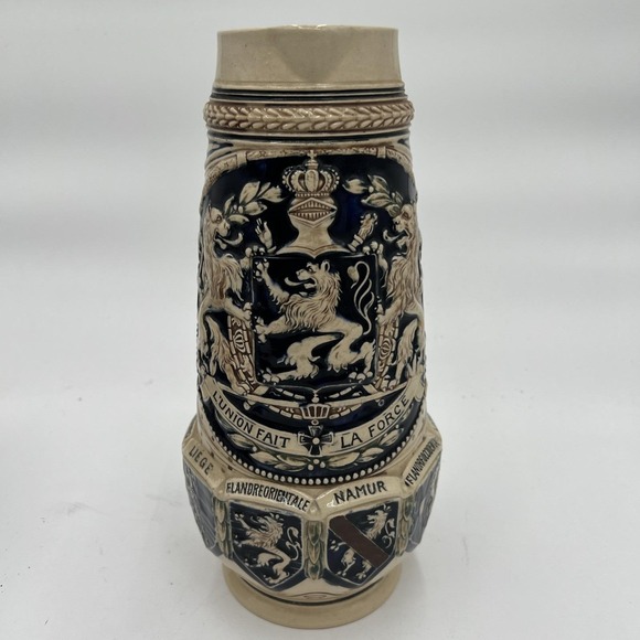 The Unbranded Brand Other - 11.5" Vintage German Beer Stein With Luxembourg Coat Of Arms